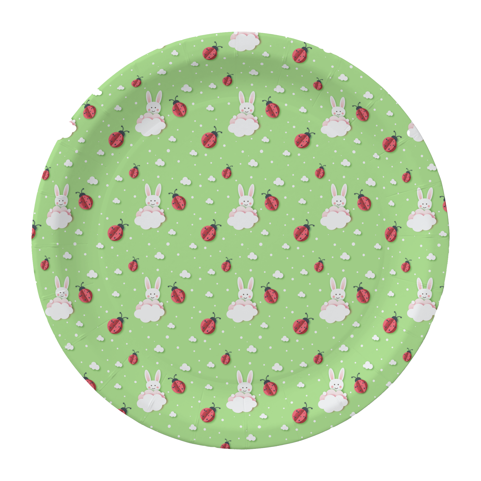 Easter Bunny & Ladybugs Pattern Cut-out Green Paper Paper Plates