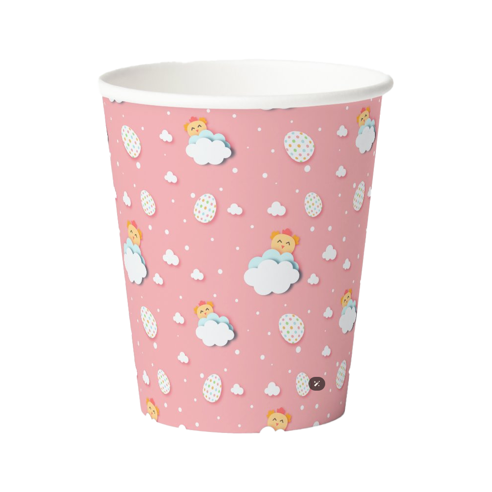 Easter Chick & Eggs Pattern Cut-out Pink Paper Paper Cups